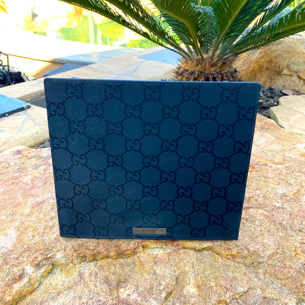 Authentic black office luxury GUCCI monogram black badge mousepad mat